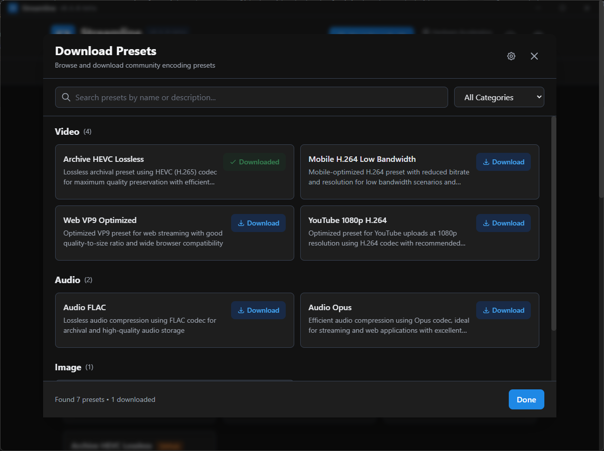 Streamline preset downloads