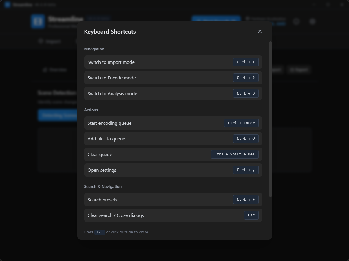 Streamline keyboard shortcuts